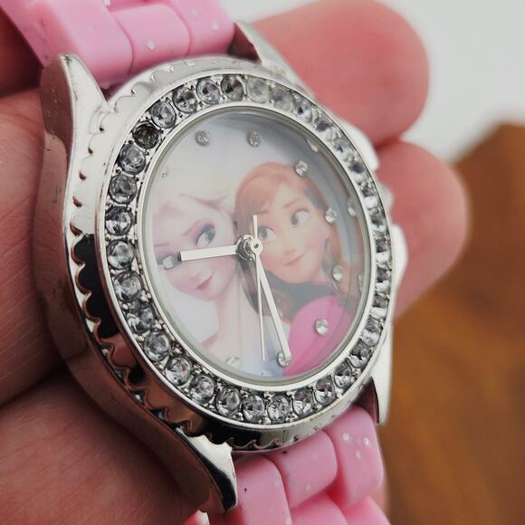 Disney Kids Frozen Analog Watch Pink Pastel Anna Elsa Princess Jewels Gems - Picture 3 of 6
